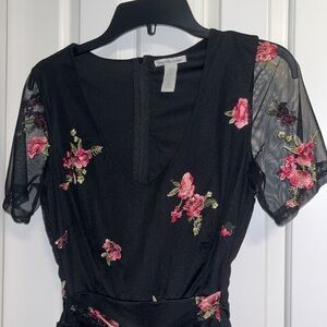 Charlotte Russe Black Floral Romper